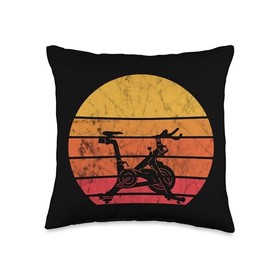 Spinning Class Bike Retro Vintage Sunset Spin Class Workout Throw Pillow