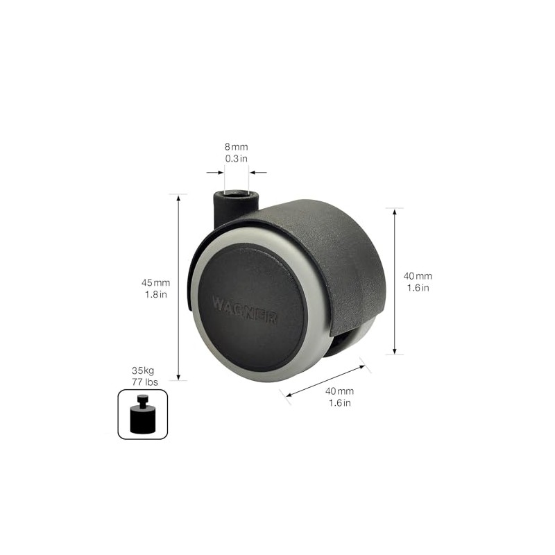 WAGNER Designer 01072601 Soft Swivel Castor Diameter 40 mm Height