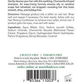 Mario Badescu Shampoo de manzanilla para cuero cabelludo graso y sensible Shampoo Suave que Aclara y Calma Formulado con Extracto de Manzanilla 236 ml