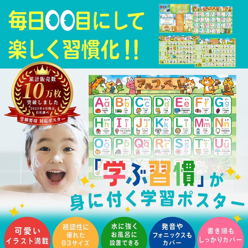 Dr. Routine's Learning Cram School Bath Poster Hiragana Katakana Aiueo