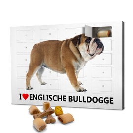 printplanet Dog Advent Calendar with Treats - Motif I Love English Bulldog - Christmas Calendar for Dogs - 2024