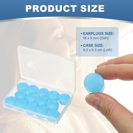 YELARXI Silicone Earplugs, 27 Db Noise Cancelling Sleeping Ear Plugs Soft Reusable Moldable with Case for Swimming Travel Snoring Concerts Airplane Shooting Range (16 Pack, Blue)