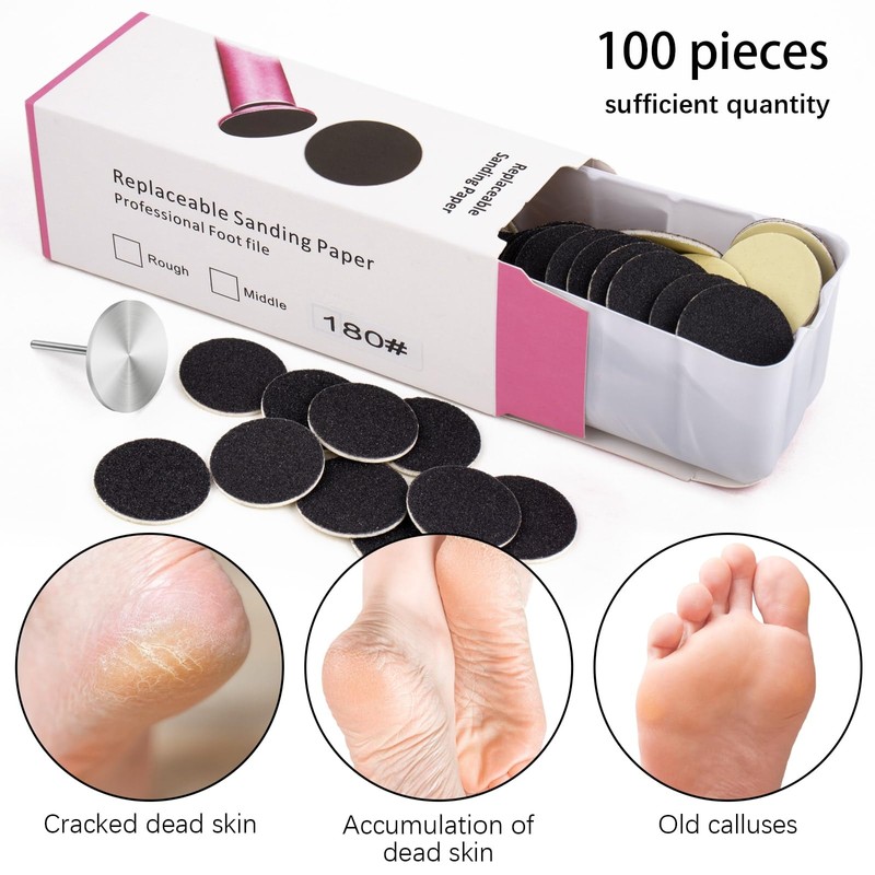 Difenni Sanding Paper Discs with Metal Nail Drill Bit Pedicure
