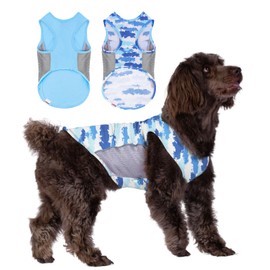 UNIPUPUPF 50+ Dog Sun Protection Shirt,2 Pack Quick-Dry Soft Dog Clothes for Small Medium Dogs Girl, Lightweight Dog Tshirts with Reflective Strip Puppy Vest Pet Supplies Cat Apparel