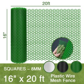Plastic Wire Mesh Fence 16IN x 20FT, Green Plastic Net, Suitable for Poultry, Dogs, Rabbits, Snakes, Garden Barrier, Balcony Pet Fence, Chicken Fence