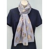 GFM® Scottish Thistle Flower Metallic Foil Print Scarf - Grey