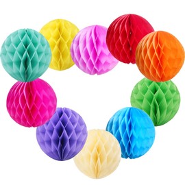 YLY's love Paper Honeycomb Balls Tissue Paper Decoration Pack of 10 20 cm Paper Honeycomb Balls Pompom Decoration for Hanging Beautiful Decoration for Birthday Wedding Party Home Decoration Multicoloured