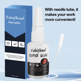 Ednifloral (2 in 1) Super Glue with Nozzle, No Mess Super Glue Brush, Instant Glue That Never Drys, Stain-Free Clear Glue, Super Glue for Plastic, Rubber, and More