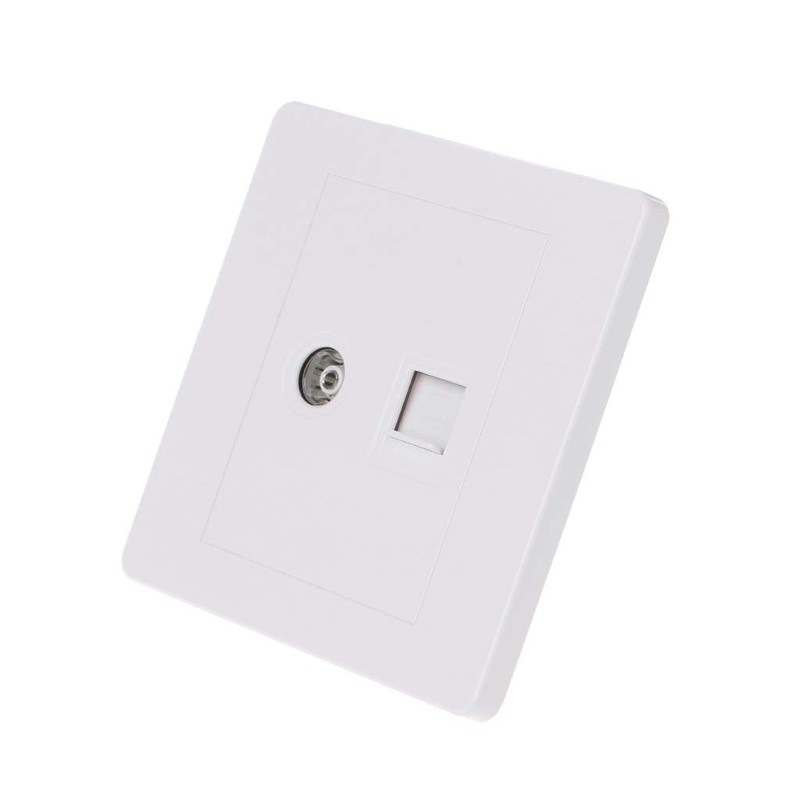 Faguo RJ45 Network Adapter+TV Antenna Coaxial Wall Mount Output Faceplate