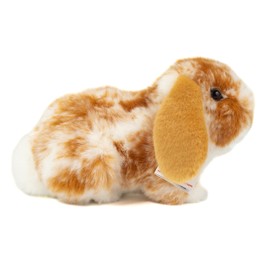 Teddy Hermann 93730 Ram Rabbit Light Brown/White Checked 23 cm, Cuddly Toy, Plush Toy with Recycled Filling