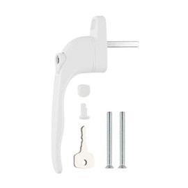 Hardver Universal Handle 1PCS Lockable Window Handle Inline Locking Universal Espag Handles with Key Aluminum White with 40mm Spindle Length for Indoor and Outdoor UPVC Window