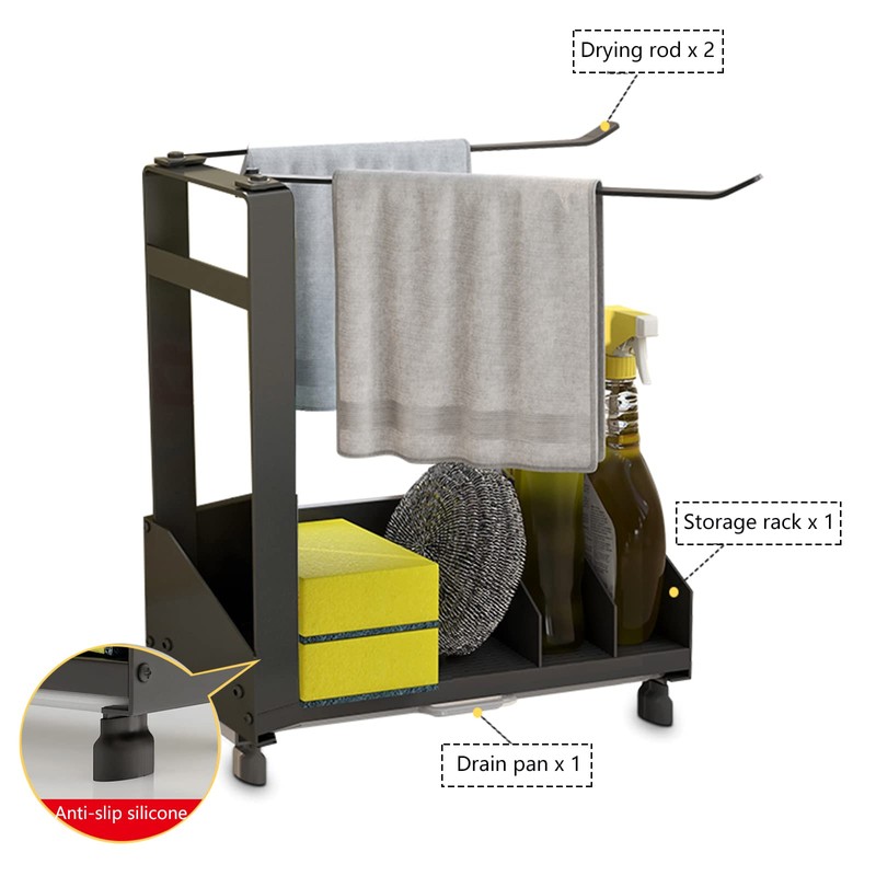 Uneeruiqy Kitchen Rag Rack, Kitchen Sink Caddy Sponge Holder with