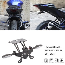 Tail Tidy Kit for MT03/MT25/R25/R3 2014-2024 Fender Eliminator Kit equipped License Plate Holder, License Plate Light, PLUG&PLAY clear lens Turn Signal Lights