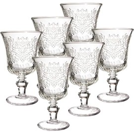 La Rochere Amboise Stemmed Drinking Glasses Set of 6 – Water, Juice, or Wine Glasses – Dishwasher-Safe Cocktail Glasses – Embossed, Elegant Glassware Sets – Sturdy Glass Cups Set (9 oz)