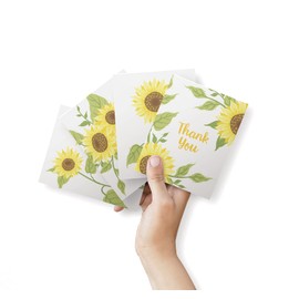 Twigs Paper - Sunflower Thank You Card Set - 12 Assorted Blank Greeting Cards (5.5 x 4.25 Inch) with 12 Envelopes - 100% Eco Friendly Stationery - Made In USA (Set of 12)