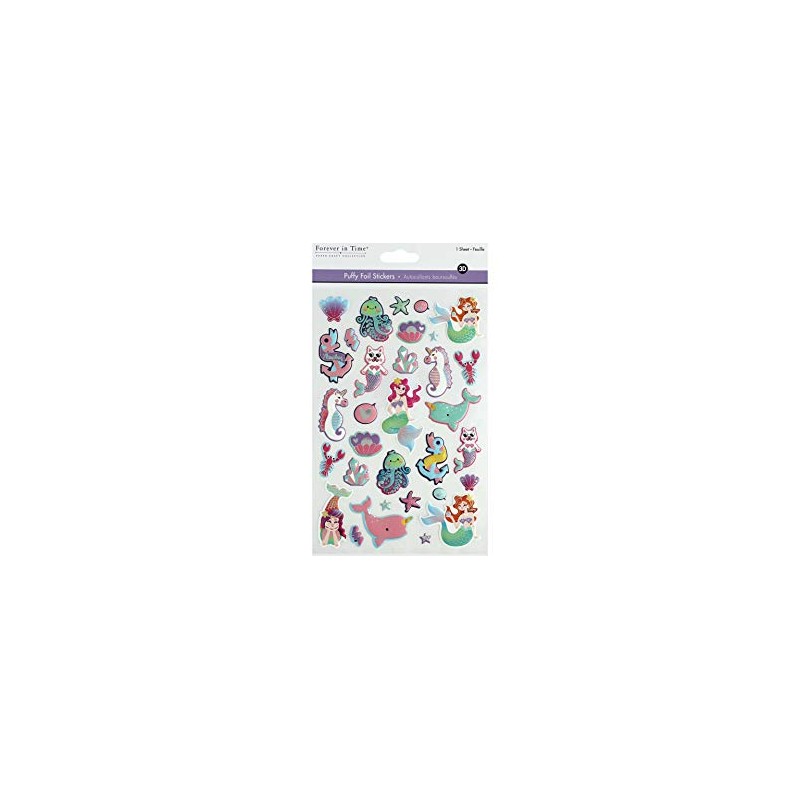 MULTICRAFT IMPORTS INC 3D Puffy FOIL STICKR Mermaid, One Size