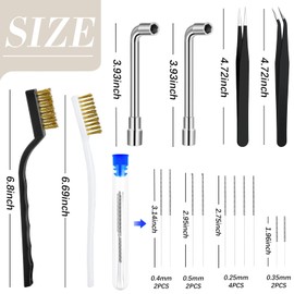 16 Pieces 3D Printer Nozzle Wrench Cleaning Kit,10 Nozzle Cleaning Pins with Storage Box 2 Tweezers 2 Cleaning Copper Wire Brushes 2 L-Shaped Wrench Tool for 3D Printer Accessories
