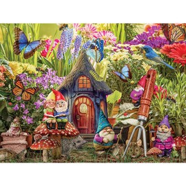 Bits and Pieces - 300 Piece Jigsaw Puzzle for Adults - 18" x 24" - Gnomes Garden - 300 pc Large Piece Colorful Quirky Jigsaw by Liz Zernich