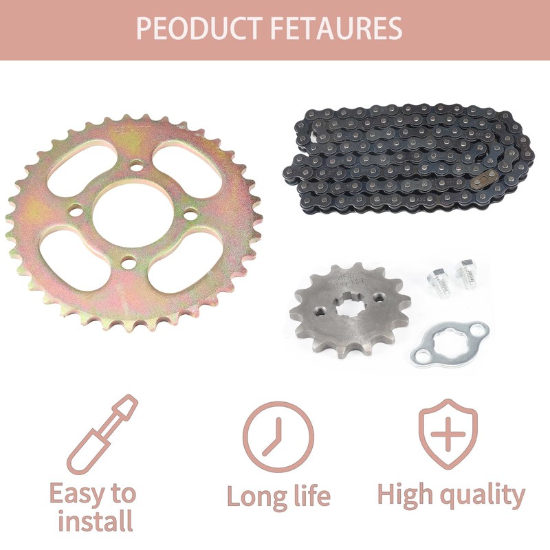 Relibupdater 420 Rear Sprocket 37 Tooth,96L Chain,Front Sprocket 14T Kit