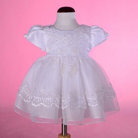 Lito Angels Christening Dress for Baby Girls, Christening White Dress with Lace Cape and Christening Hood, White