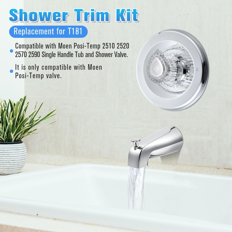 Enhon Tub and Shower Trim Kit, Compatible with Moen/Posi/Temp 2510