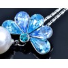 Alilang Large Faux Pearl Blue Crystal Rhinestones Tail Feather Peacock