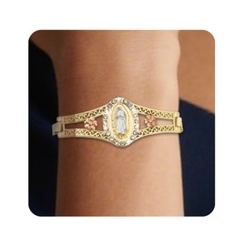 J&H DiaJuvelo Virgin Mary Bracelet for Women Catholic Trendy Cubic Zirconia Christian Dainty Charm Rhinestone Gold Jewelry Mujer Virgen de Guadalupe Pulseras Holy Gifts