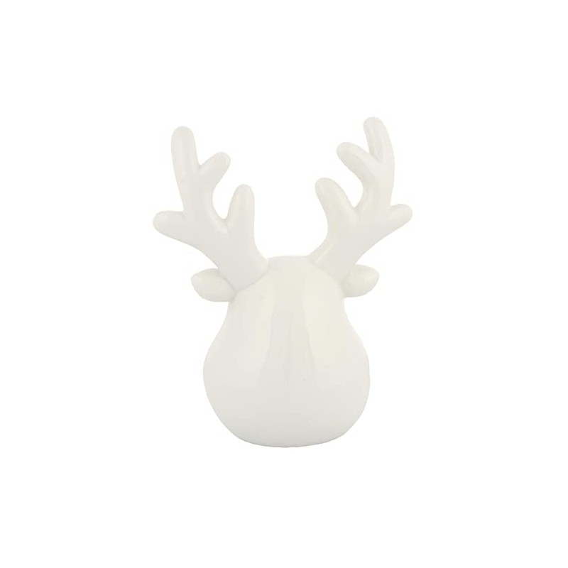 Mr Crimbo White Rudolph Reindeer Head Christmas Ornament Novelty Ceramic