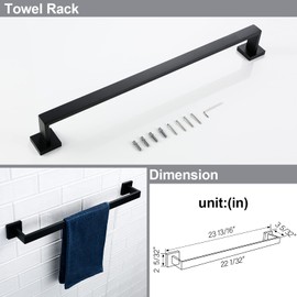 BAGNOLUX Matte Black Bathroom Accessories Set, 8-Piece Wall Mounted Towel Bar Set Towel Racks for Bathroom Heavy Duty