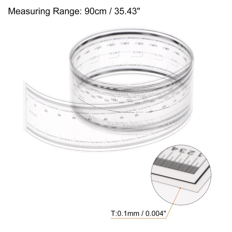 sourcing map Film Flexible Ruler 90 cm 0.1 mm Scale
