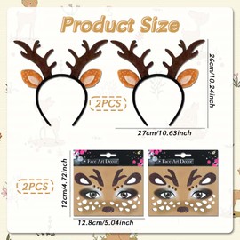 Deer Headband and Reindeer Headband for Christmas, Children and Adults, Suitable for Festive Occasions, Antlers Headband with Rhinestone Stickers, Party Headpiece