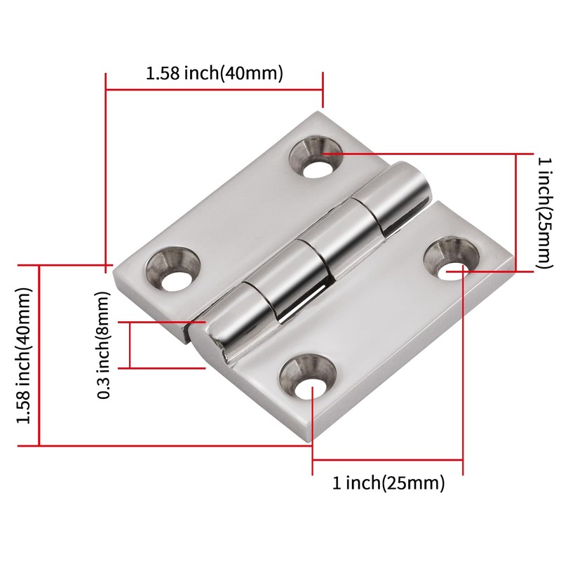 Laorde 316 Stainless Steel Hinges Marine Grade 1.5" x 1.5"