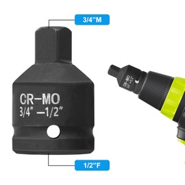 HENGBIRD 3/4F to 1/2M Socket Adapter, Multi-Tooth Nut Set, Adapter Socket Wrench, Square Drive Reducer for Ratchets, Nuts, Impact Drills, Socket Wrenches