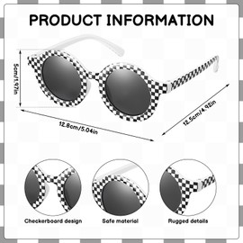GGSTDDUP 24 Pcs Race Car Checkered Sunglasses for Kids, Race Car Party Favors White Frame Black Checker Sunglasses Bulk for Race Theme Birthday Party