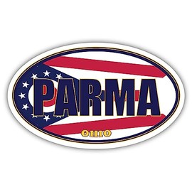 3 Pack 2x3 inches | Parma City Ohio State Flag | OH Flag Cuyahoga County Oval State Colors Construction Toolbox, Hardhat, Lunchbox, Helmet, Mechanic, Luggage