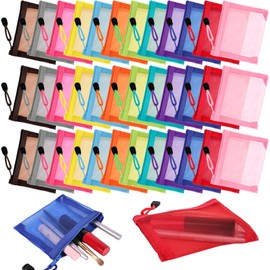36 Pcs Mini Zipper Mesh Bags Nylon Mesh Cosmetic Bag Small Travel Makeup Zipper Pouch for Women Lipstick Travel School Office, sky blue, green, pink, gray, orange, yellow, dark blue, red, brown,