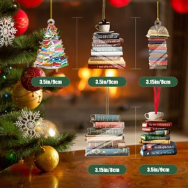 2024 Christmas Book Tree Ornament, Book Lover's Tree Ornament, Acrylic Christmas Tree Ornament Gift for Her Librarian, Book Club Gift - Flat Printed 2D Acrylic Ornament(C)