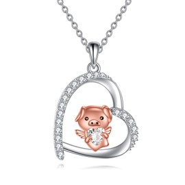ONEFINITY Bunny Rabbit/Pig/Sloth/Koala Chain 925 Sterling Silver Rabbit Pendant Necklace Jewellery Gifts for Women Girls, Sterling Silver, Cubic Zirconia