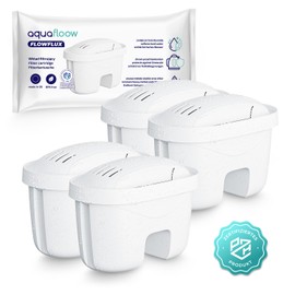 Aquafloow Aquaflux Water Filter Cartridges Pack of 4 | Compatible Laica Bi-Flux, Dafi Unimax | Filter with Activated Carbon and Ion Exchange Resin, Reduction of Limescale, Chlorine