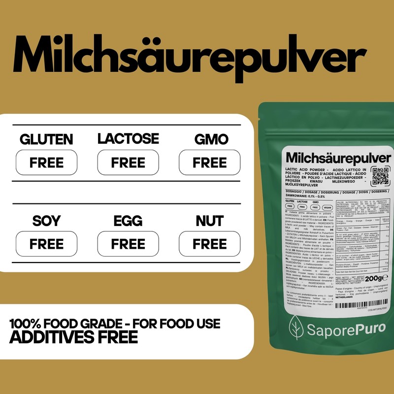 SaporePuro Lactic Acid Powder 200g - Pure Food Grade -