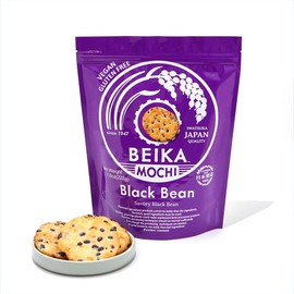 [Beika Mochi] Black Bean Flavor Japanese Rice Mochi Snack | Gluten-Free | Vegan | Made with 100% Japanese Rice and Black Beans (222g)