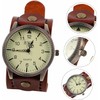 FENKOO Unisex Vintage Leather Band Large Dial Quartz Analog Wrist