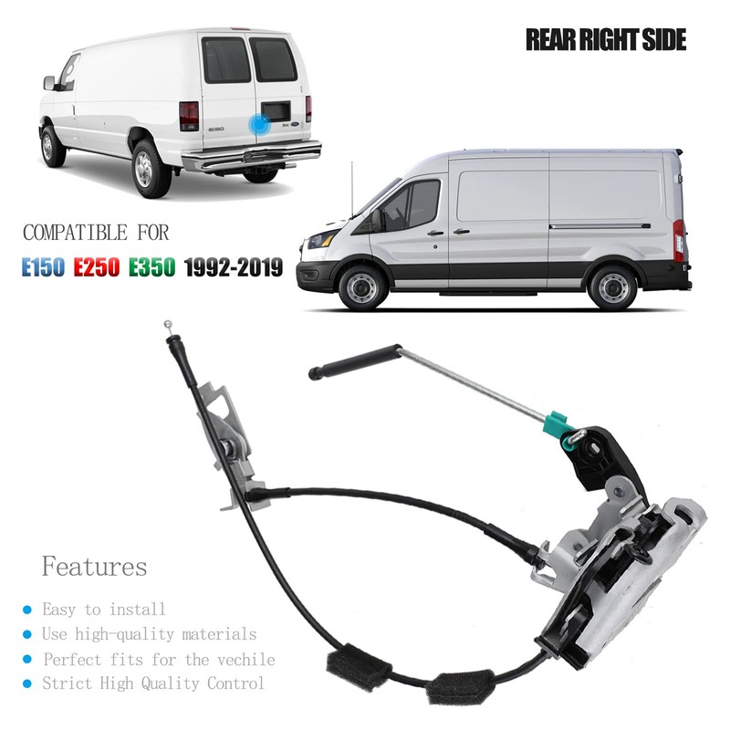 Unikpas Door Latch Assembly w/Cable & Rod Compatible for Ford