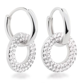 Schöner-SD Hoop Earrings Disc Disc Pendant Round 925 Silver Rhodium, Sterling Silver