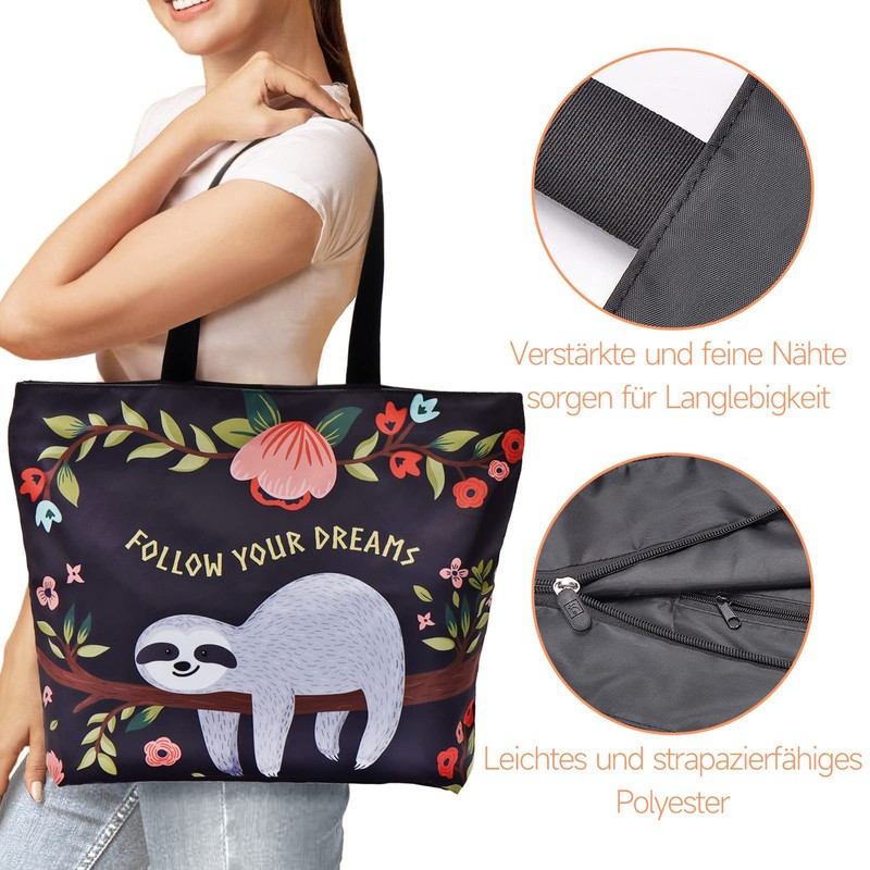 AOKSUNOVA Shopping Bag Foldable Large Shopper Bag Fabric Bag Printed