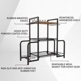 Upbci Gun Rack, Rifle Rack Stand for Floor, Vertical Folding Indoor Gun Racks with Pistol Rack for Tactical Equipment Storage