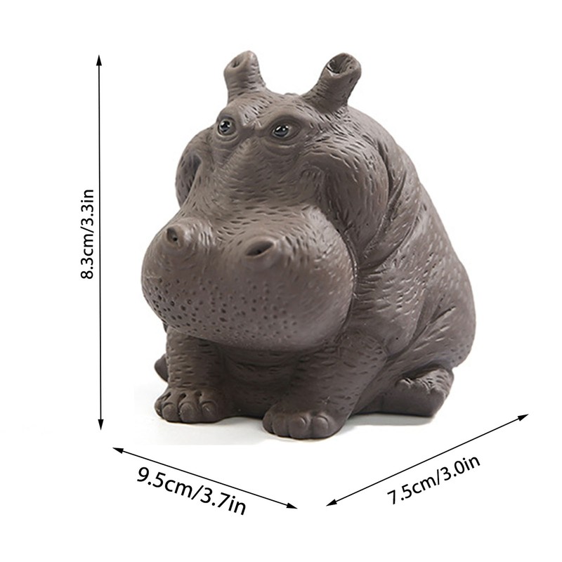 Hippo Figurine Purple Clay Ceramic Tea Pet Sculpture Hippo Statue