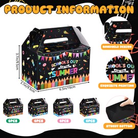 24 Pack School’s Out for The Summer Party Cardboard Treat Box, End of School Year Gift Boxes Goody Treat Boxes for Hawaiian Tropical Beach Pool Birthday Classroom Graduation Decoration Supplies