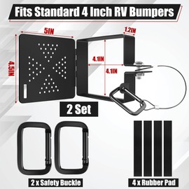 2 Pack Carbon Steel RV Bumper End Cap, for 4 Inch Standard Square Camper Bumpers Sewer Hose Storage Protective Cover with Ventilation Holes, Anti-Rust Coating, Trailer Motorhome Outdoor Accessories