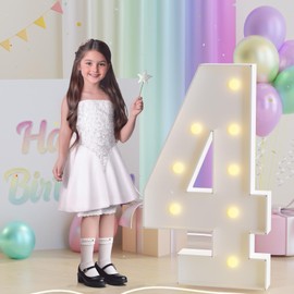 JoyMuse 3ft Marquee Numbers 4, Large Light Up Numbers 4, Number Lights 4 for 4th 14th 40th Birthday Party and Anniversary Decoration, Yellow Light